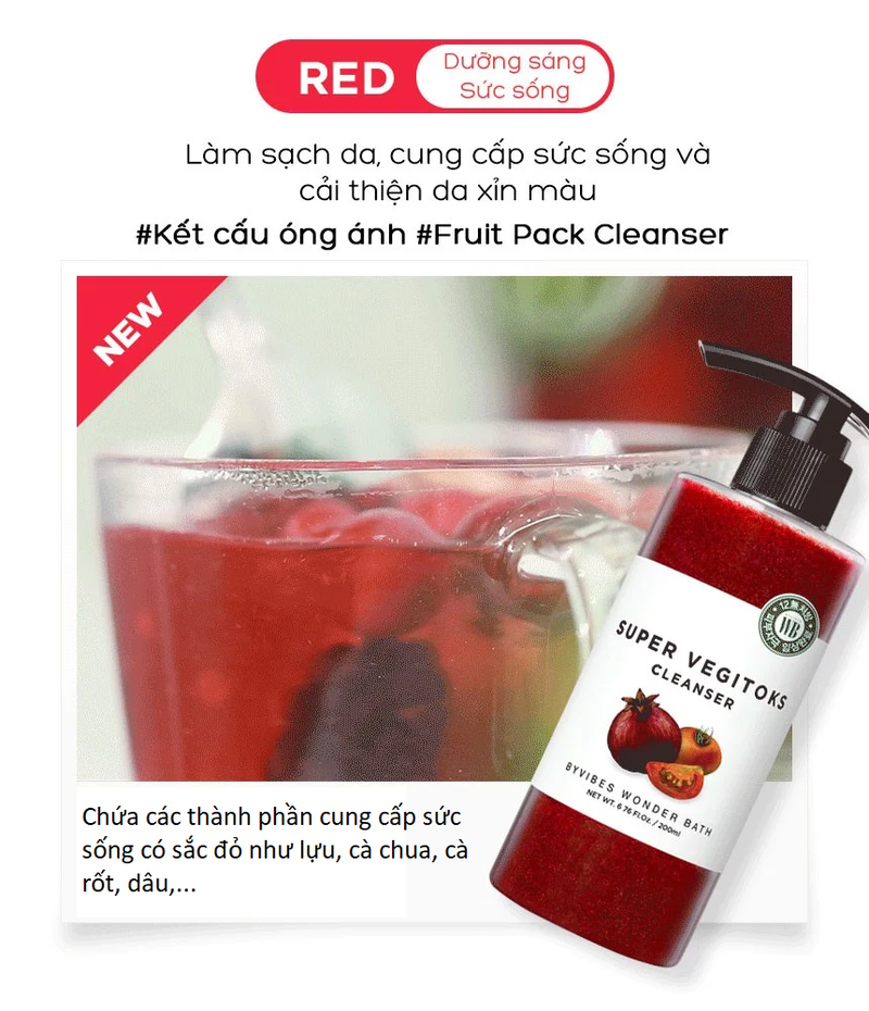 Sữa Rửa Mặt Rau Củ 3 in 1 Tẩy Trang - Rửa Mặt - Thải Độc Tố Wonder Bath Super Vegitoks Cleanser 300ml [3 Phân Loại]