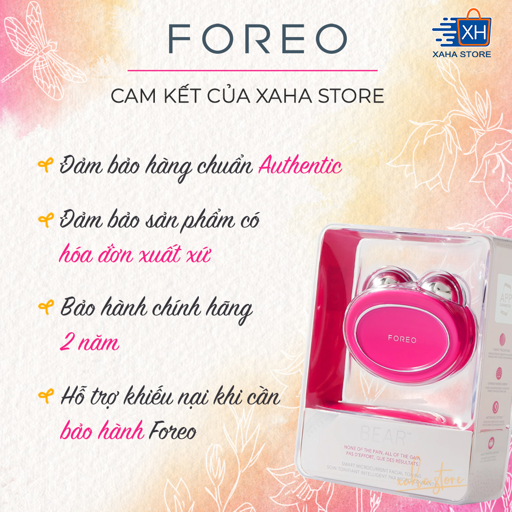 [Hoàn Tiền MAX] Máy Massage Nâng Cơ Mặt FOREO BEAR - bản full (FOREO BEAR App-connected Microcurrent Facial Toning Device with 5 Intensities Fuchsia)
