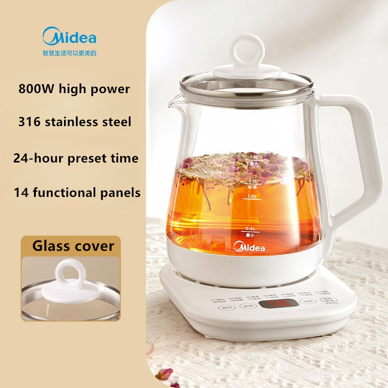 Midea Health Pot Fully Automatic Teapot, 12 Hour Constant Temperature  11 Step Temperature Control Teapot, 316L Stainless Steel Flower Tea Pot,