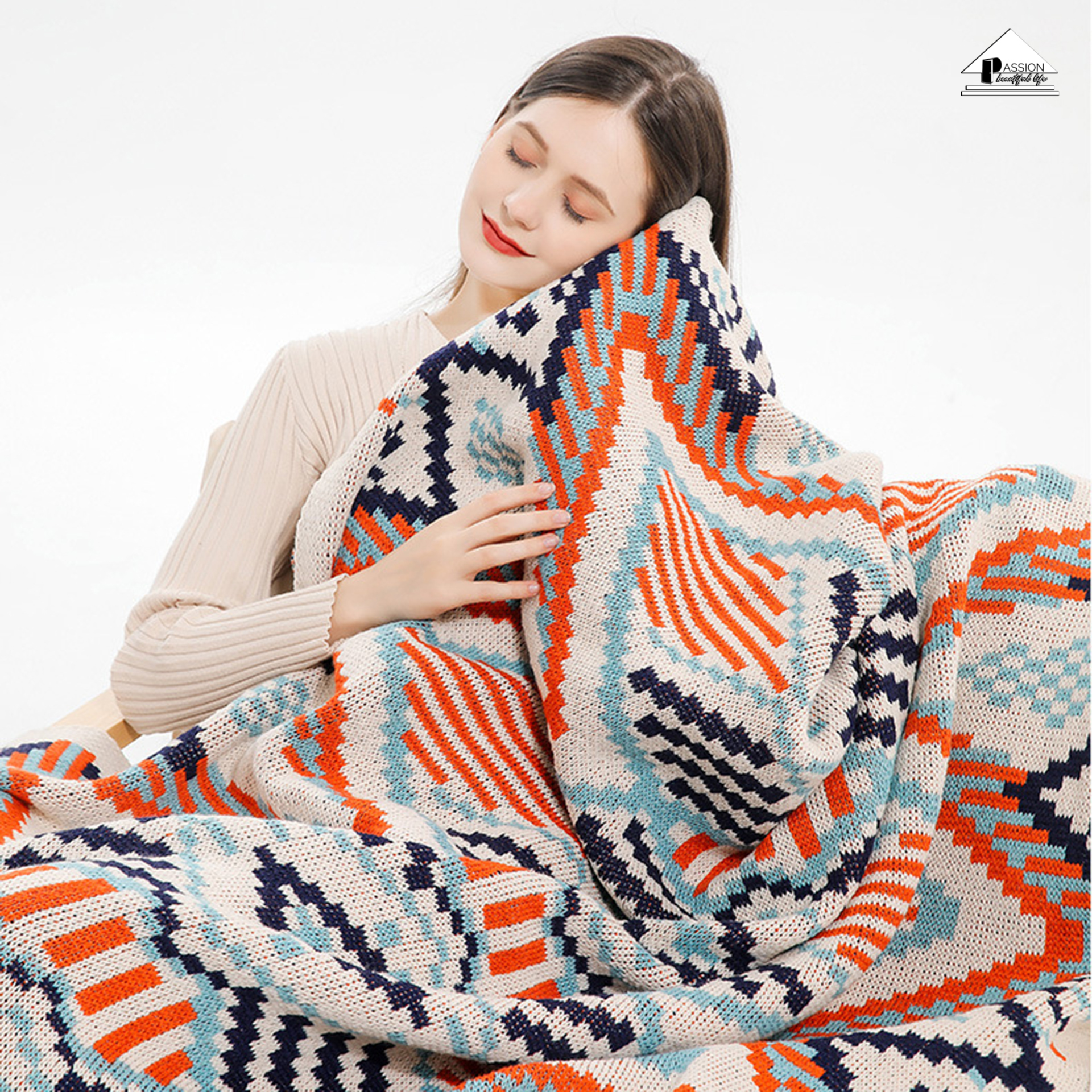 Chăn Đan Len Dệt Kim Boho Trang Trí Sofa