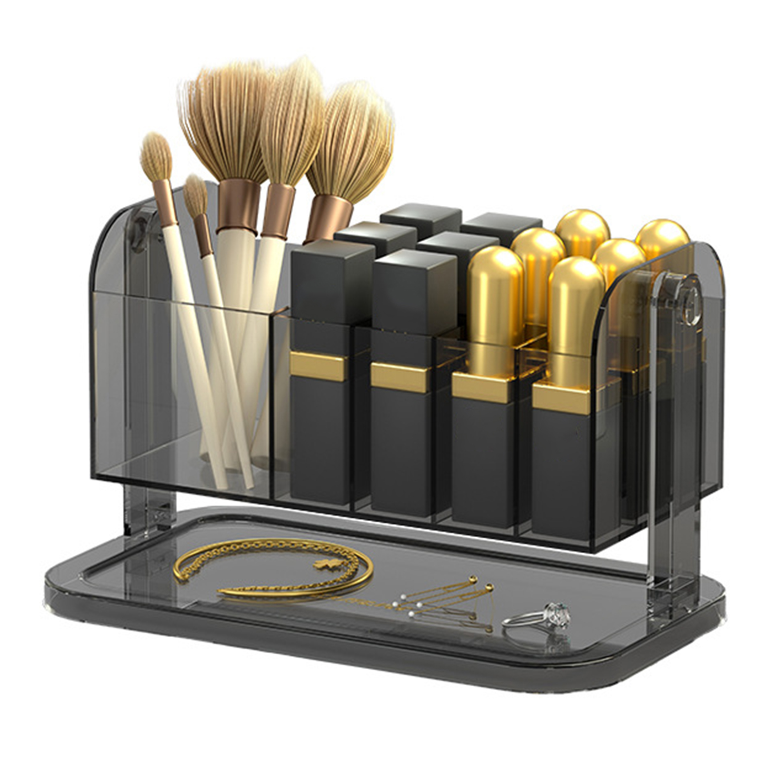Storage Box Rotatable Separated Large Capacity Storage 180 Degree Rotating Makeup Organizer Holder Home Supply