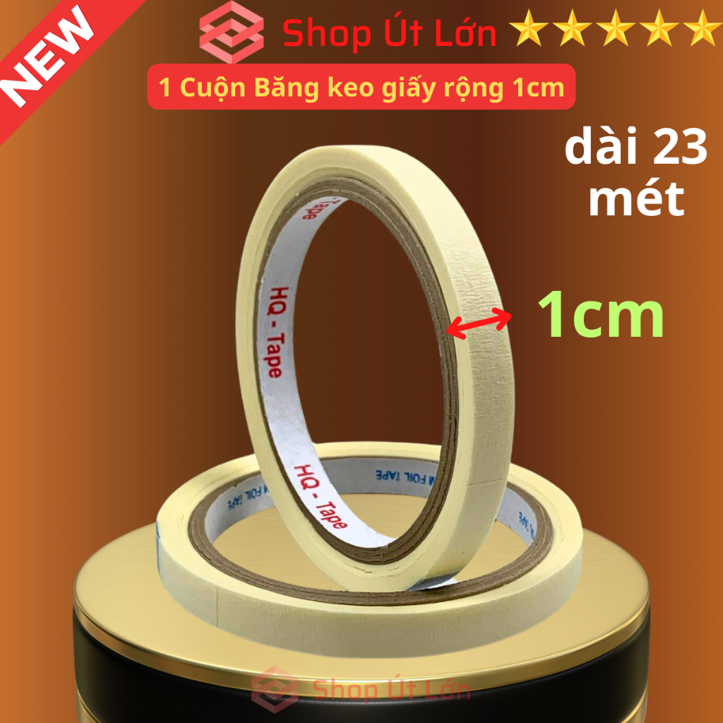 1 Cuộn băng keo giấy, rộng 1cm, dài 23 mét, lõi giấy 3mm