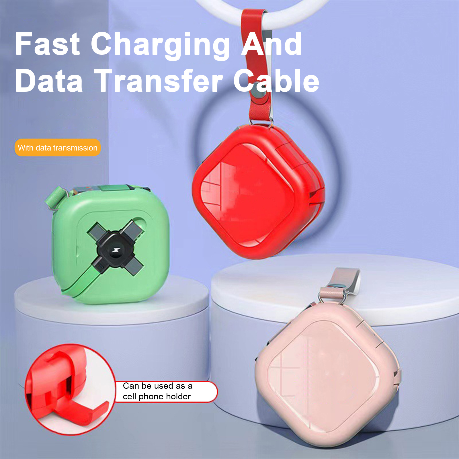 [Cozyyspace] Cáp dữ liệu truyền dữ liệu cáp USB chất lượng cao với cáp sạc thu gọn 3 trong 1 đa chức năng Công suất đầu ra 3A với truyền dữ liệu sạc nhanh giá để điện thoại tương thích truyền dữ liệu Loại C/USB/8 chân