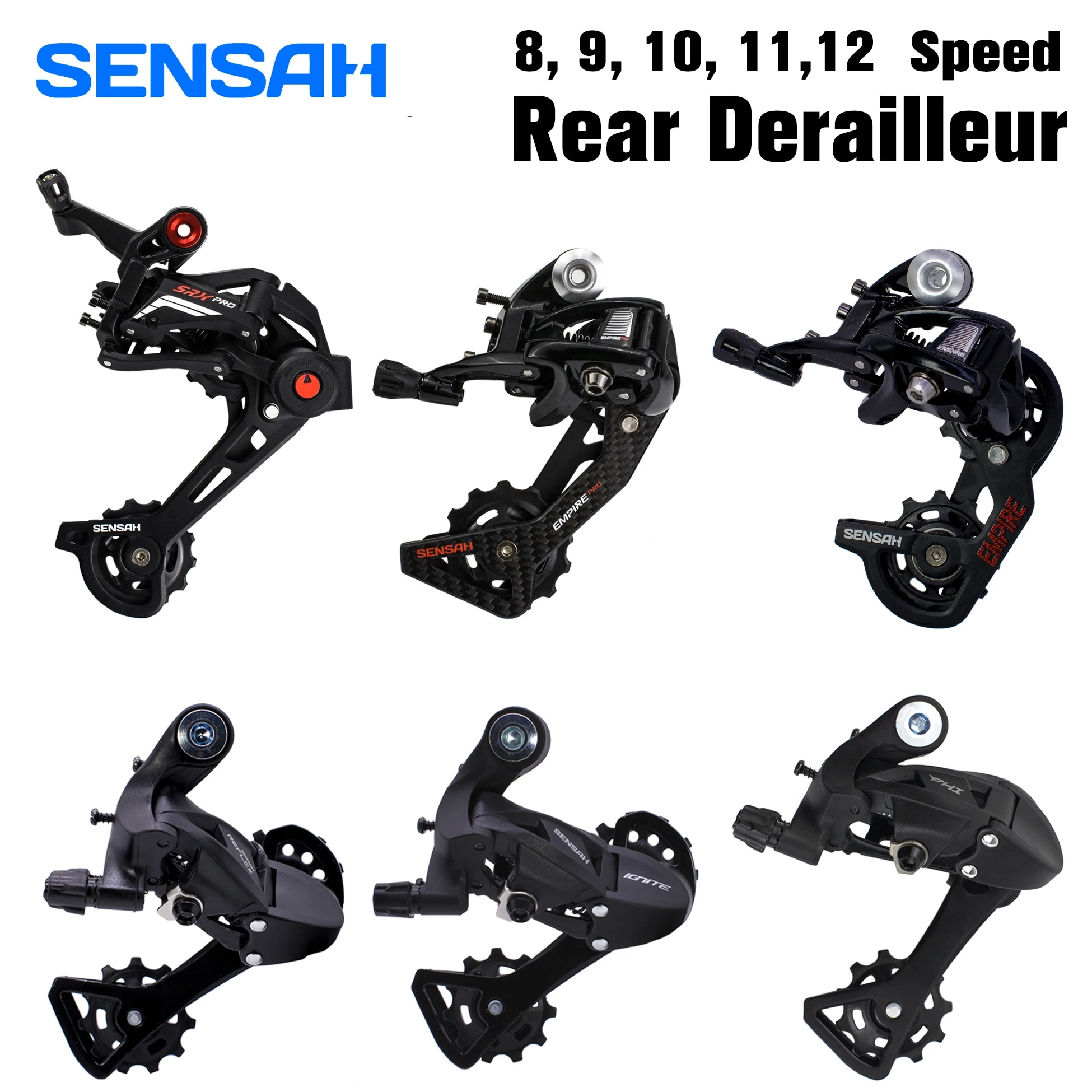 【In-Demand Item】 Sensah Road Rear Derailleurs Carbon 2x8 9 10 / 11 / 12 Speed Bike Derailleu For Shifters Empire Pro Srx Phi Groupset New