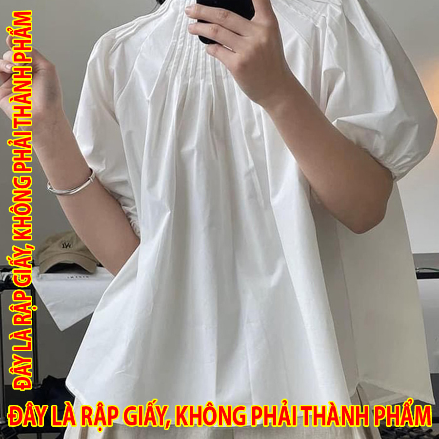 Rập Giấy SM037 - Áo cổ xếp ly rẻ quạt