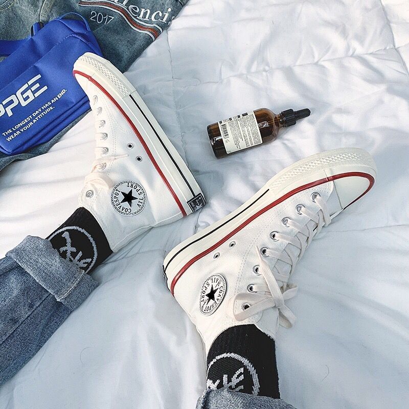 Giày CONVERSE TRẮNG Cổ Cao Nam Nữ[ẢNH THẬT + FULLBOX]