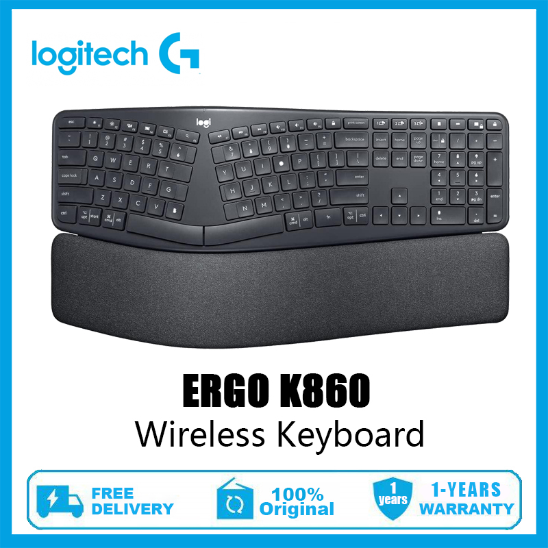 Logitech ERGO K860 Wireless Ergonomic Keyboard with Split Keyboard Layout, Wrist  Rest Support, Natural Typing, Dark Grey, Stain-Resistant Fabric, for Windows /Mac, Bluetooth, USB Receiver Included Lazada PH