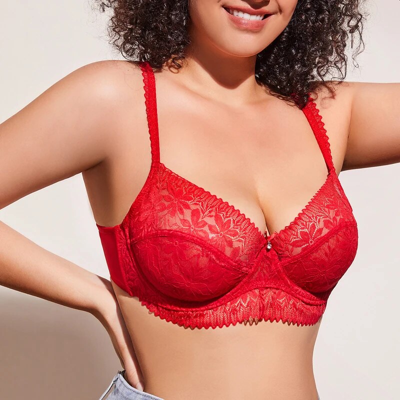 Fallsweet áo lót ren siêu mỏng trong suốt không có áo yếm full cup quả giá áo lót nữ c d e cup