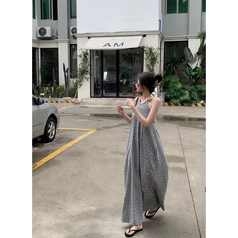 Váy maxi sọc Hàn Quốc