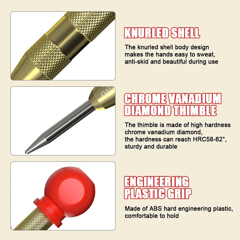 Automatic Center Punch Automatic Metal Punch Tool Woodworking Tool Loaded Marker Wood Chisel Hand Drill Drills Locator Drill Bit