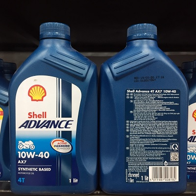 NHỚT SHELL ADVANCE AX7 10W40 Synthetic Based 1L 1 lít (Nhớt xe số) Shell ax7