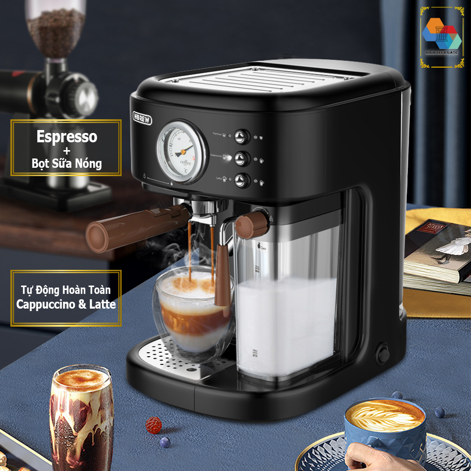 máy pha cafe Hibrew H8A tự động đánh sữa pha Cappuccino hay Latte