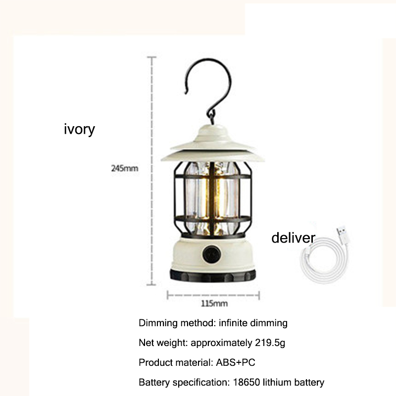 Explosive camping light atmosphere flame camping tent light vintage horse lamp charging portable light outdoor light gift