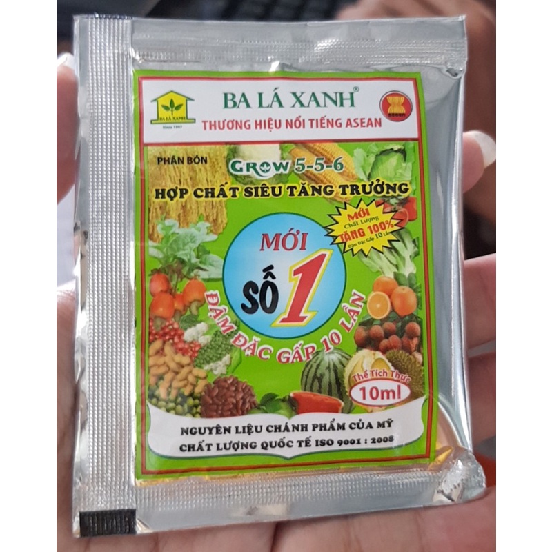 Phân bón siêu ra bông , đậu trái - grow 5-5-5 ba lá xanh 10ml balaxanh
