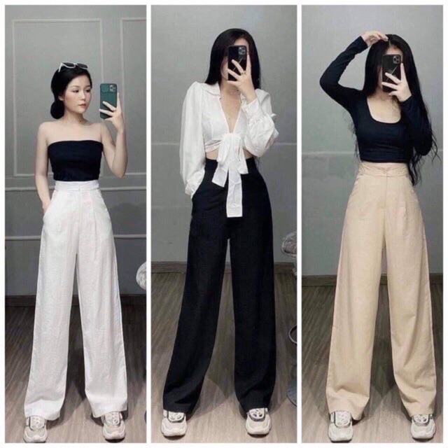 Quần culottes ống rộng đũi dáng dài siêu hack dáng