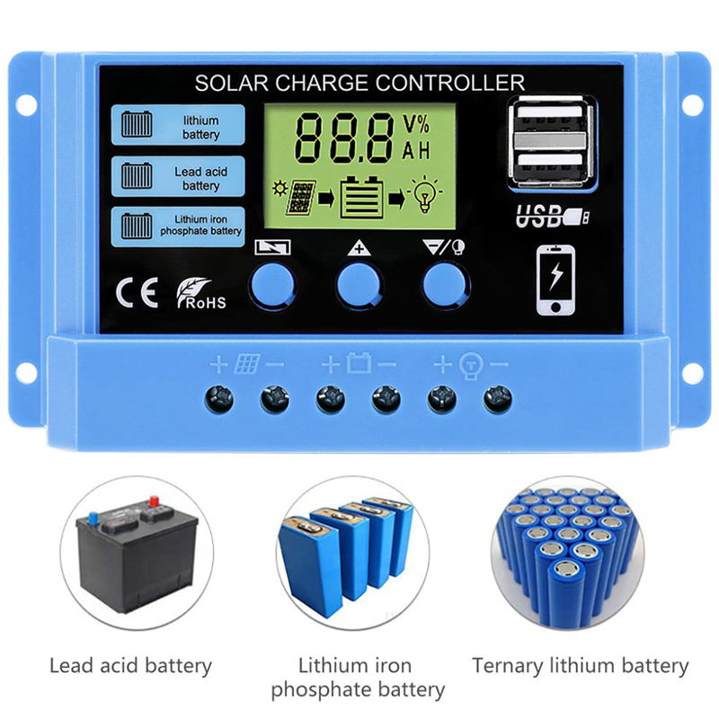 30A 20A 10A solar charging controller 12V 24V automotive solar panel controller. 