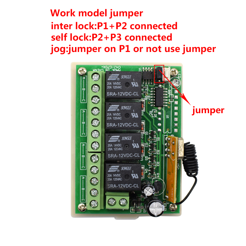 Wireless Remote Control Switch Dc 12v 24v 4ch Relay Module With 4 Channel Rf Remote 433 Mhz. 