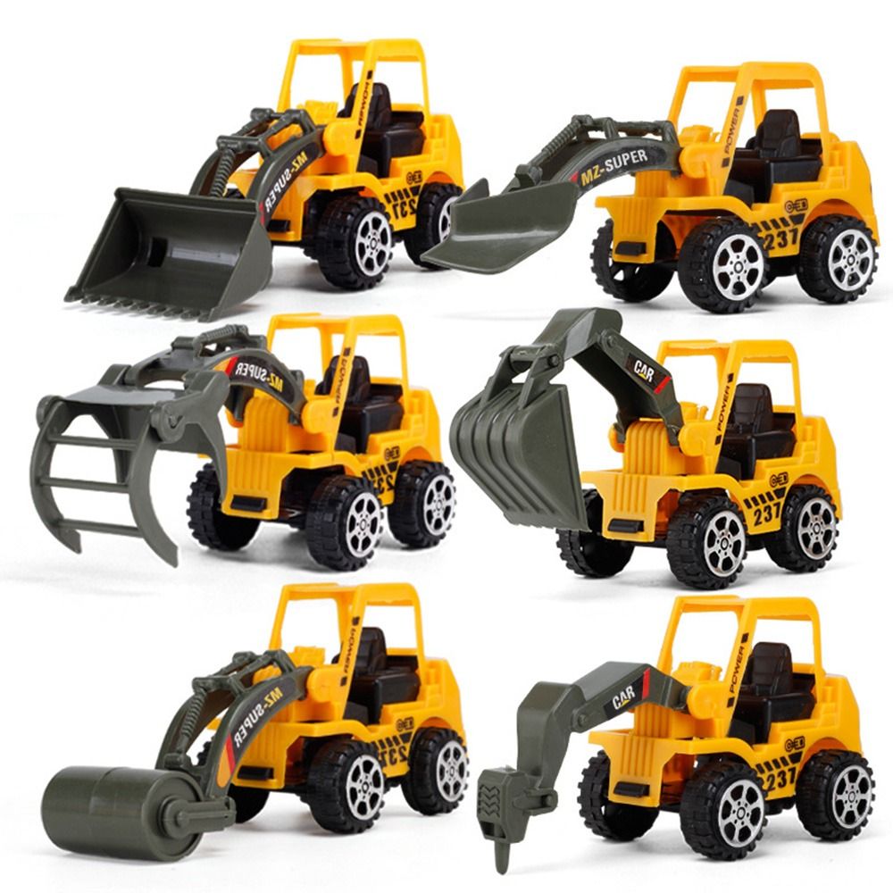 Flying 6pcs trẻ em máy xúc diecast xe nâng đồ chơi xe mô hình mô hình kỹ thuật xe kỹ thuật xe