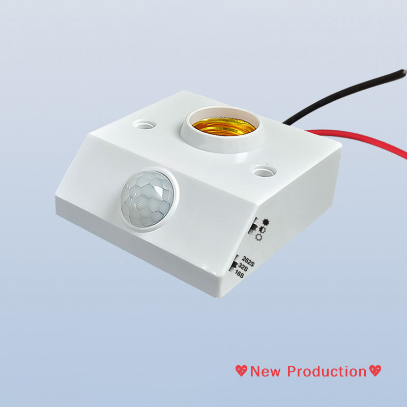 New Production💖 AC85-265V Automatic Human Body Infrared IR Sensor Lamp Holder LED Bulb Light E27 Base PIR Detector Wall Lamp Holder Socket