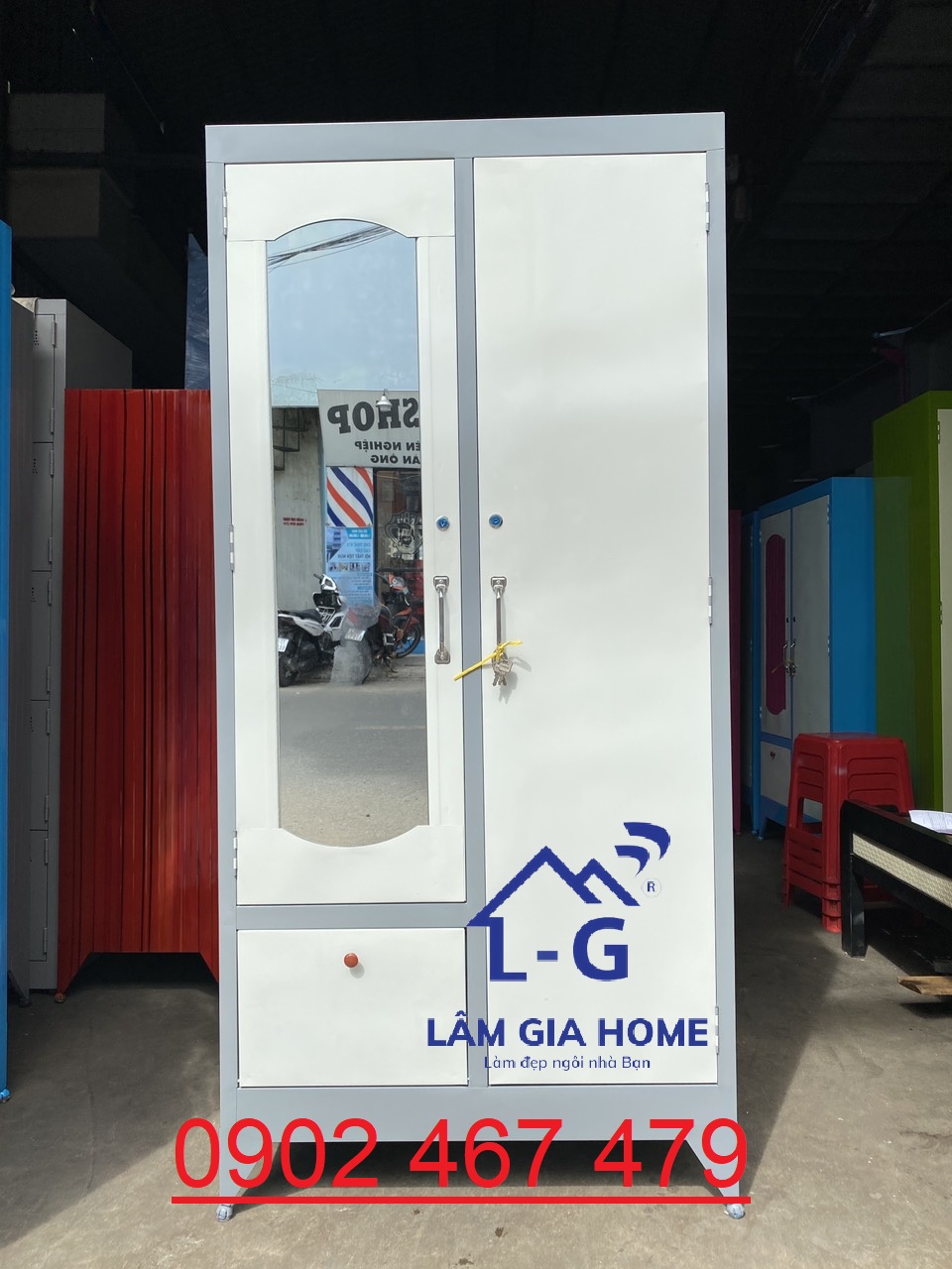 TỦ SẮT SƠN DẦU 2 CÁNH 1 HỘC 1M6