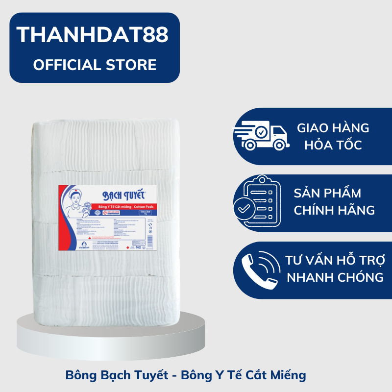 Bông bạch tuyết - bông y tế cắt miếng 1kg 10x10 cm hoặc 7x7 cm