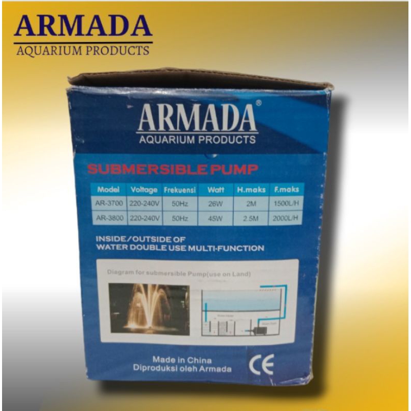 Pompa kolam aquarium hidroponik ARMADA AR 3800