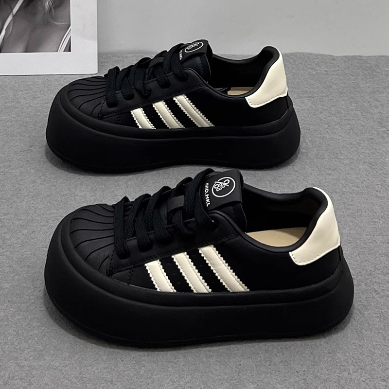 QiaoYiLuo Black classic color shell head platform casual shoes women's shoes sports shoes autumn new board shoes white shoes