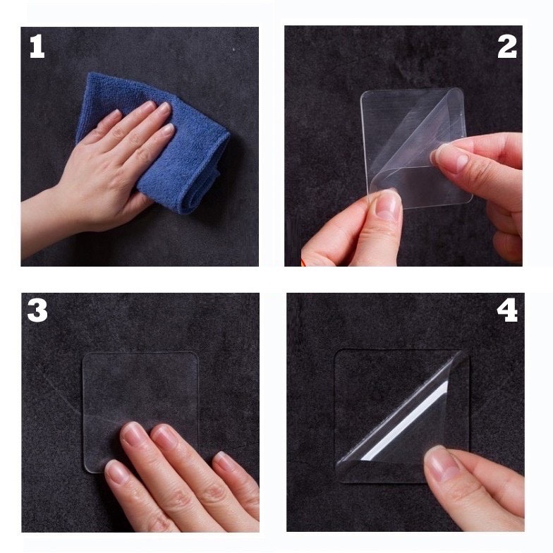 Set 3 Miếng dán dự phòng dùng cho kệ dán tường, dán 2 mặt trong suốt