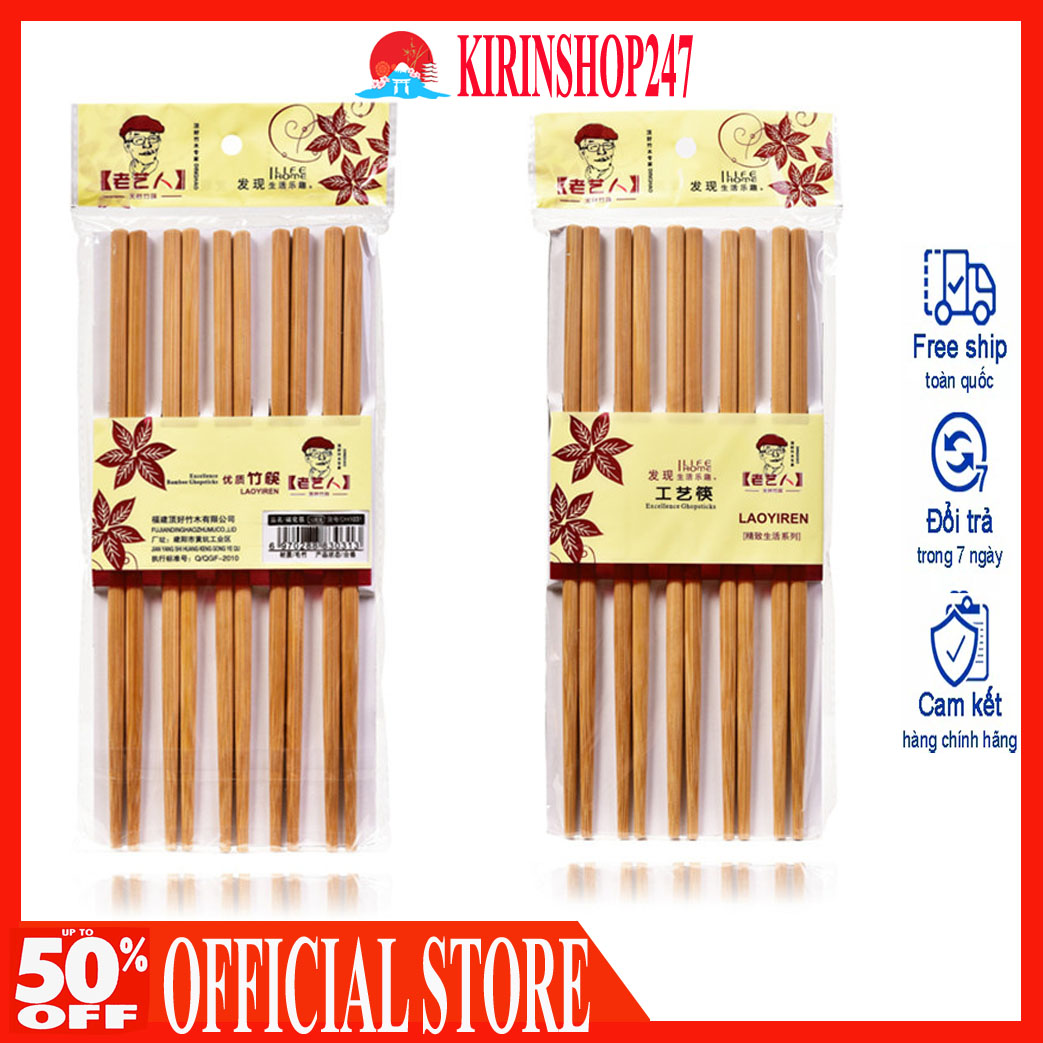 Set 10 đôi đũa tre tự nhiên cao cấp