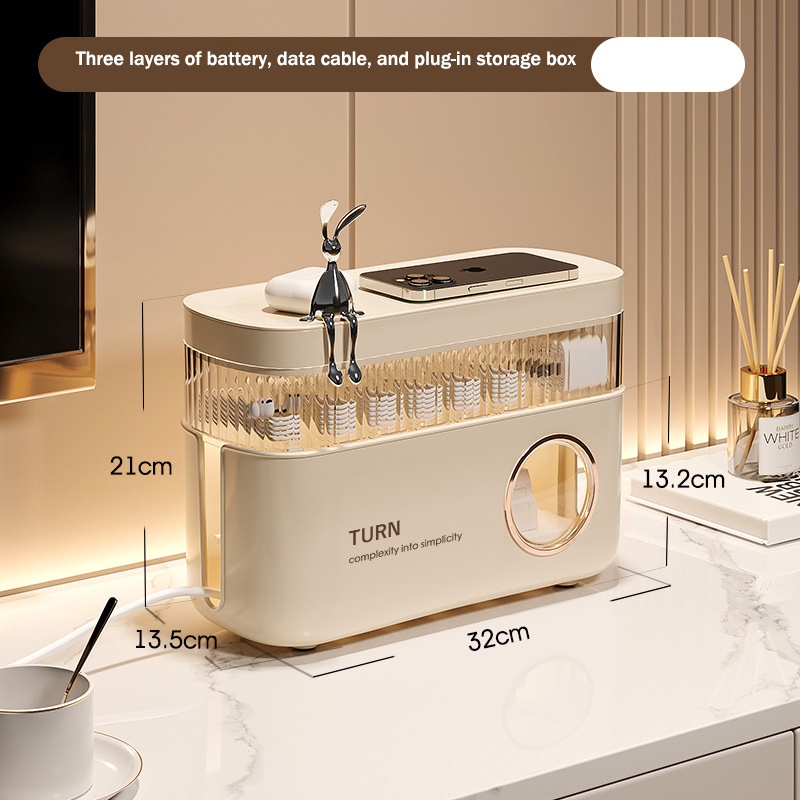 YONUO Data cable storage box, power supply, charging cable storage, mobile phone charger plug organization, desktop cable winding device, cable management box