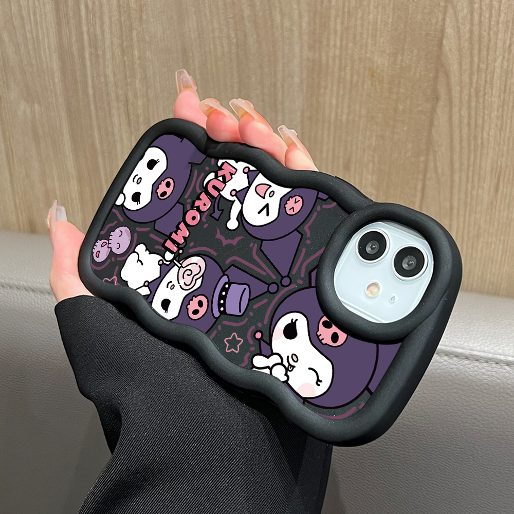 TA for Redmi 14C Back Cover Macaron Wave Soft Silicone Mobile Phone Cover Cartoon Kuromi Pattern Case.
