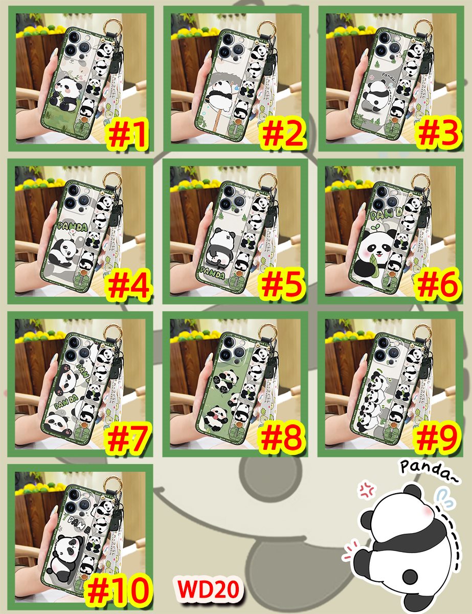 panda Shockproof Phone Case For OPPO A5 Pro 5G Global Phone Holder Kickstand Lanyard Cartoon ring Wrist Strap protective. 