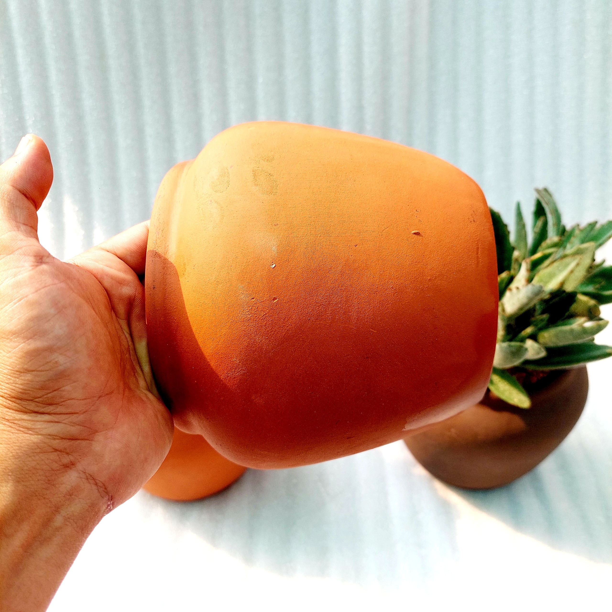 Chậu đất nung - Chum lùn, miệng chậu 14cm, chiều cao 15cm