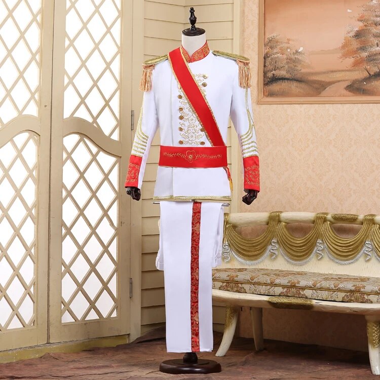“：{+?> Medieval Halloween British Royal Guard Costume Queen's Guard Uniform Prince William Royal Guards Soldiers European Prince Suit