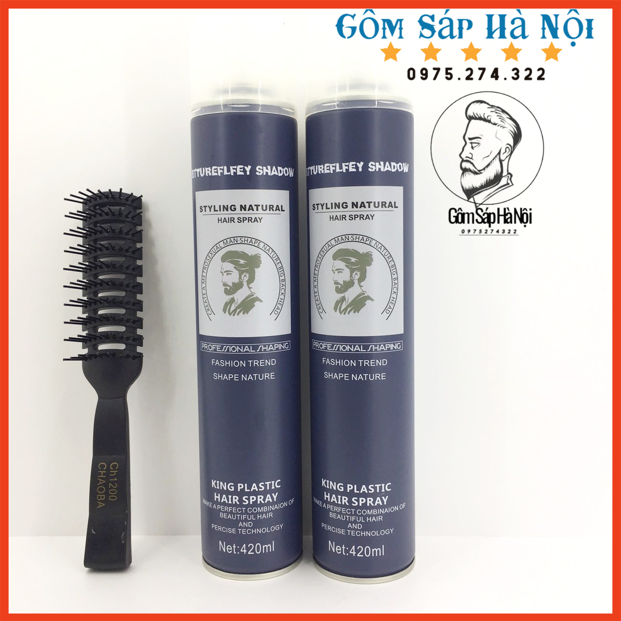 Combo Gôm Xịt Tóc Butterfly Shadow black 420ml-úc + Sáp Vuốt Tóc Rail Car Pomade