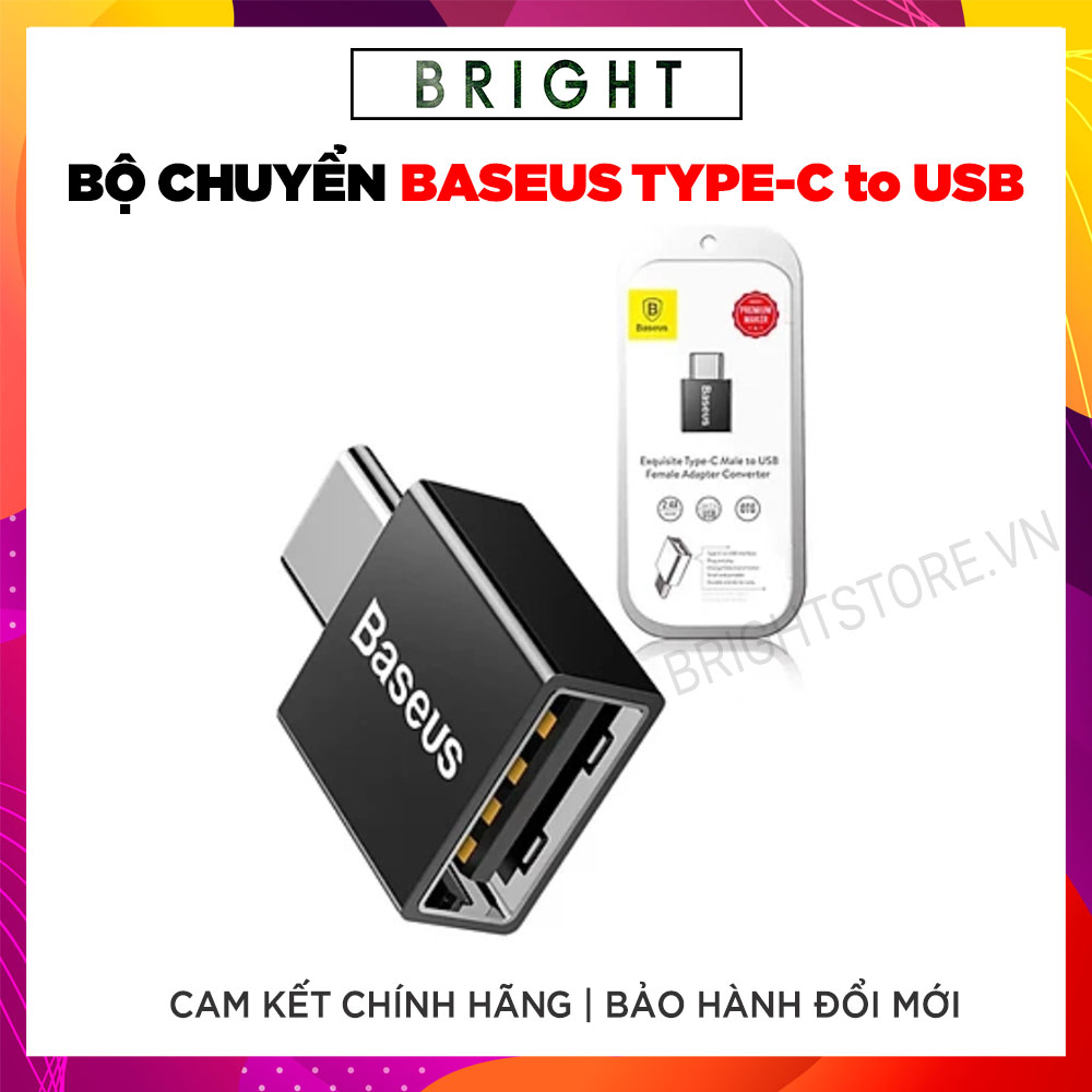 Bộ Chuyển Đổi OTG Baseus Mini Chuyển Đổi Từ Type-C to USB, Hỗ Trợ Sạc Nhanh 2.4A Max Và Truyền Dữ Liệu