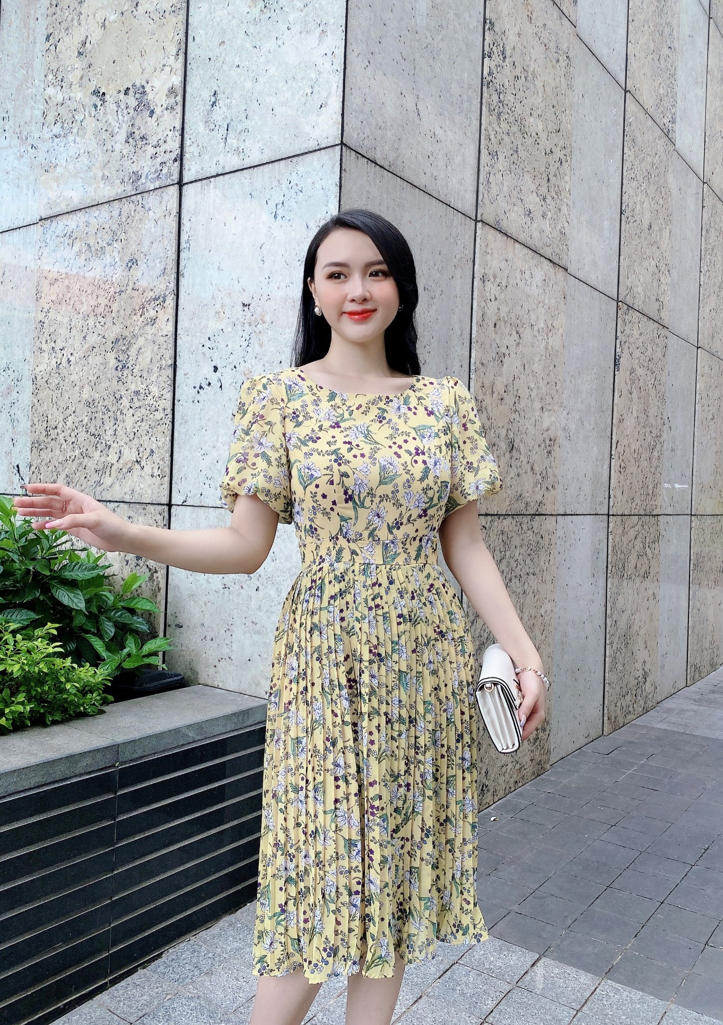 ĐẦM HOA PHỐI DẬP LY TAY LỒNG ĐÈN - DAM 0019