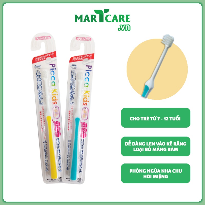 Bàn Chải Đánh Răng Nhật Bản Okamura Picca Kids Cho Bé Từ 0.5 Đến 12 Tuổi Kháng Khuẩn, Lông Mềm Mại