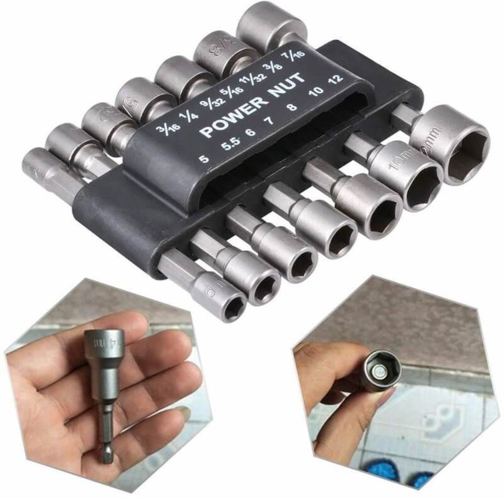 RFHFHTRE 1/4" 5-12mm Hex Shank Socket Screwdriver Set Driver Tool Wrench Screw Tool Socket Set Nut Driver Drill Bit Hex Nut Socket Drill Bit Adapter Nut Driver
