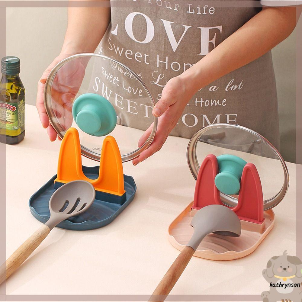 KATHRYNSON Multifunction Cookware Drain Rack Cap Shelf Spoon Rest Stove Organizer Spatula Rack Pot Lid Shelf Foldable Pot Lid Holder