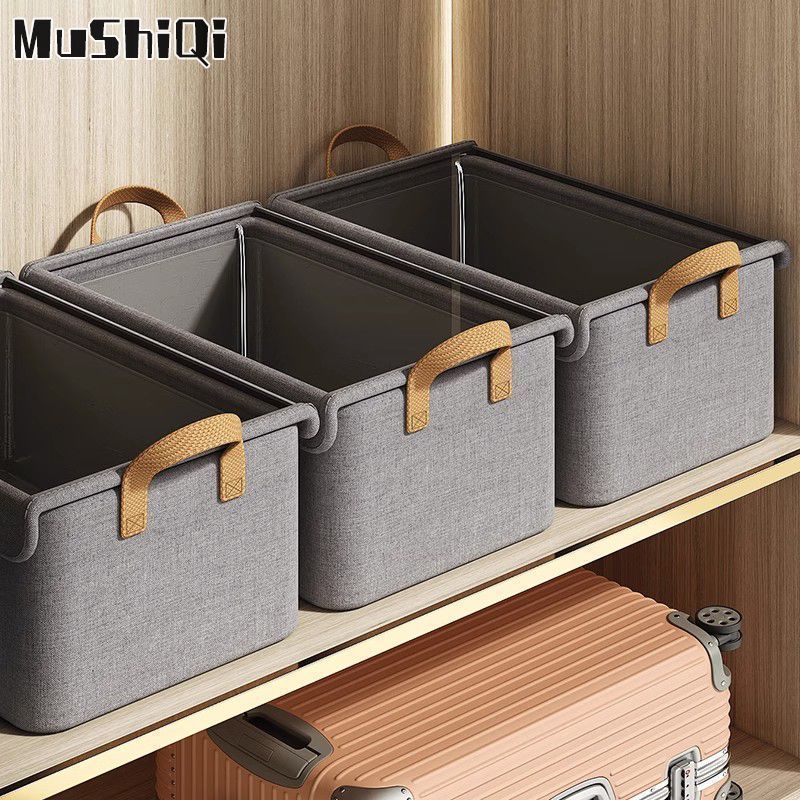 MUSHIQI [Miễn Phí Vận Chuyển]Hộp lưu trữ tủ quần áo gia đình hộp lưu trữ đa chức năng gấp hộp lưu trữ hộp lưu trữ đặc biệt cho Giỏ quần áo vải, túi vải, với nắp gấp là thuận tiện cho việc lưu trữ và tiết kiệm không gian.