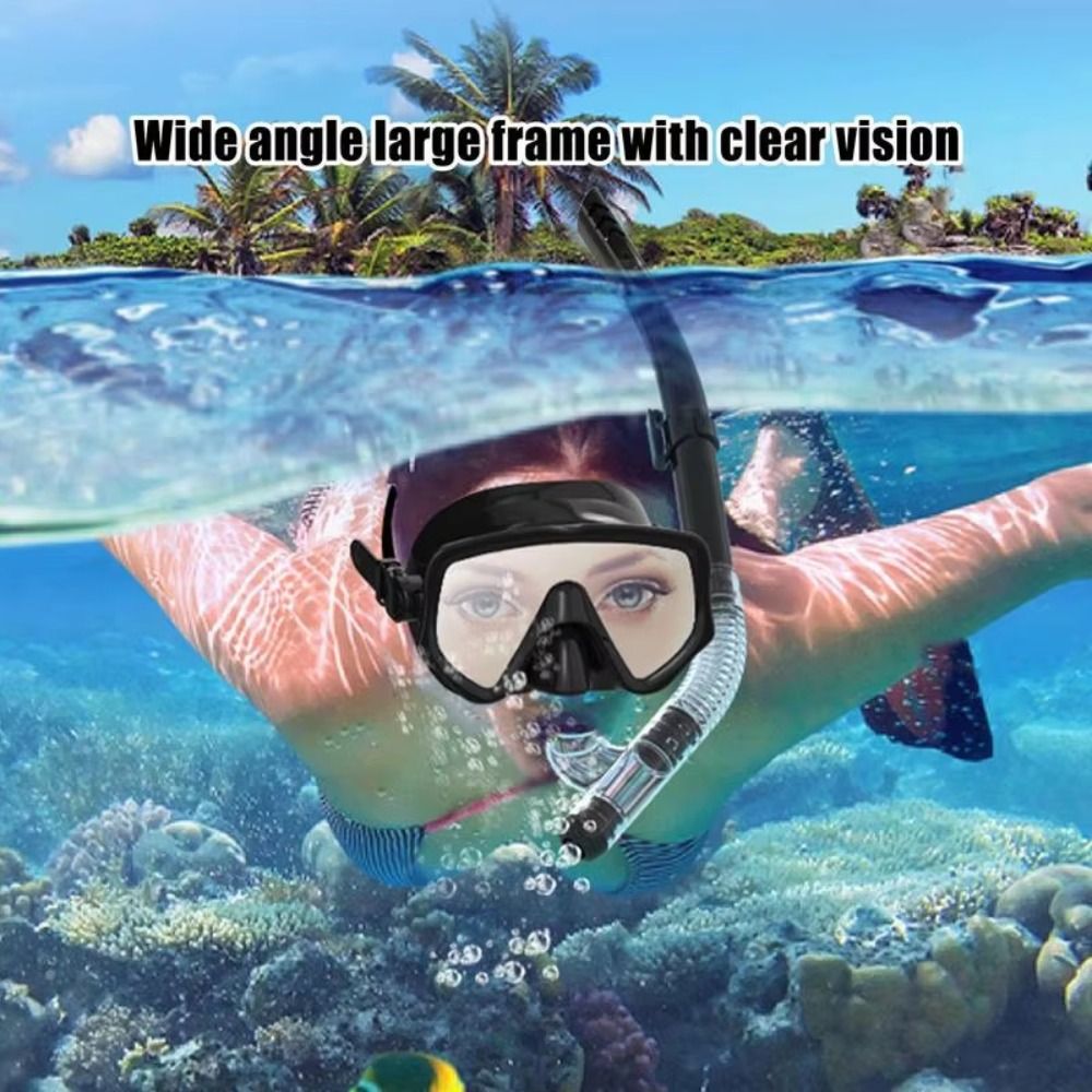 Diving Equipment Swimming Goggles Underwater Snorkeling Anti Fog Waterproof Diving Snorkeling with Breathing Tube Safe Dry Snorkel Set Underwater. 