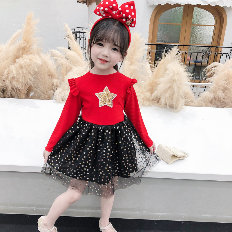 Esspreso Girls' dresses, little girls' baby princess dresses, children's long-sleeved dresses