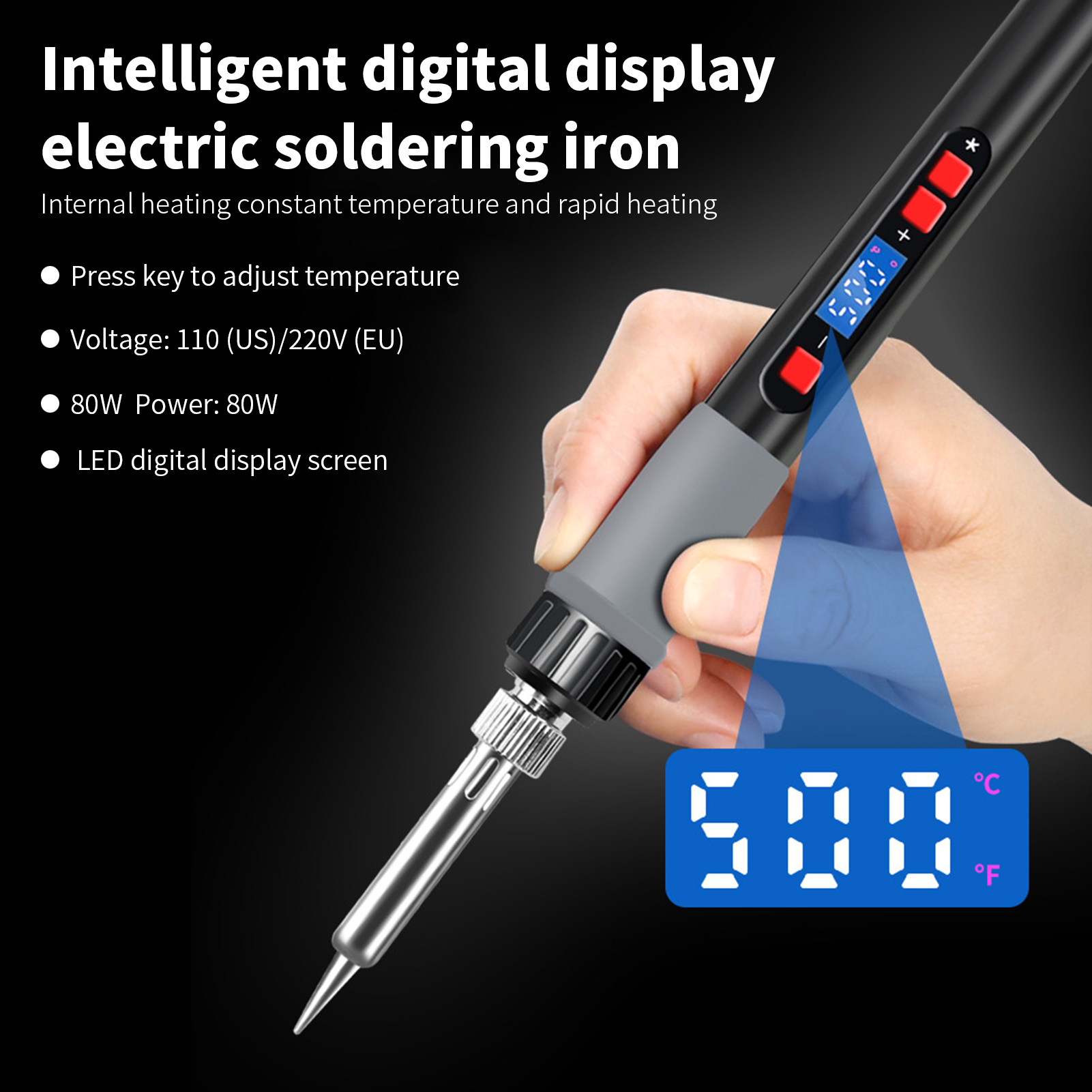 808H Digital Display Adjustable Temperature Constant Temperature Electric Soldering Iron 80W (EU)