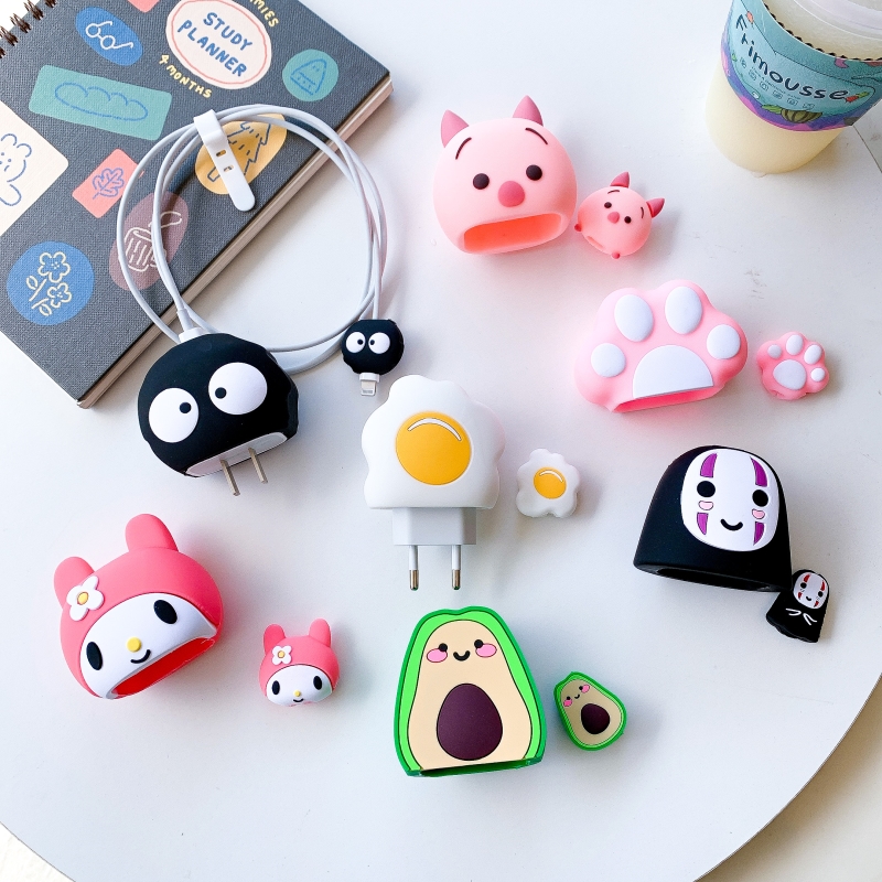 CrashStar Miếng Bảo Vệ Vết Cắn Cáp, Ốp Bảo Vệ Dây Dữ Liệu Hoạt Hình Giá Đựng Đồ Quấn Quanh Động Vật Dễ Thương Cáp Sạc Nhanh Cho iPhone 18W/20W Bán Chạy