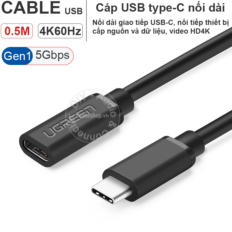 Usb type-c male - female cable gen1 5gbps 4k60hz ugreen ed008 40574