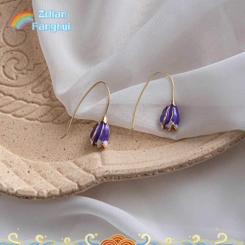 Zdian Retro Tulip Earring Minority French Gentle Earring Sweet Girl Spring Earring