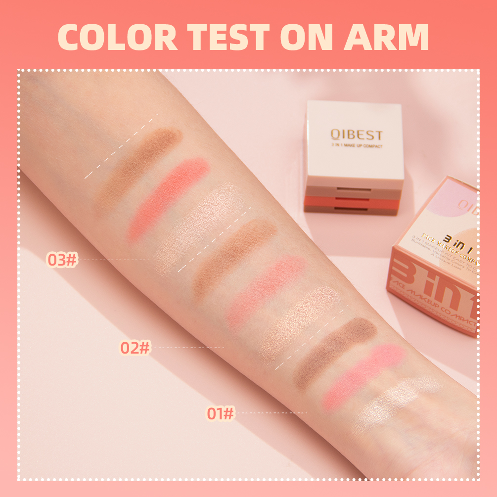 Facial Contouring Highlighter Blush 3 In 1 Makeup Set High Gloss Powder Blusher Repair Pearlescent Matte Eye Shadow Palette. 