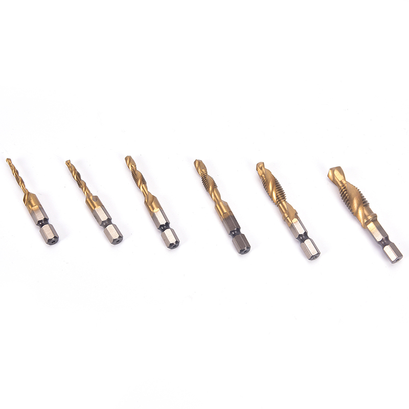 New M3-M10 Hex Shank Titanium Plated HSS Hand Screw Thread Metric Tap Drill Bits