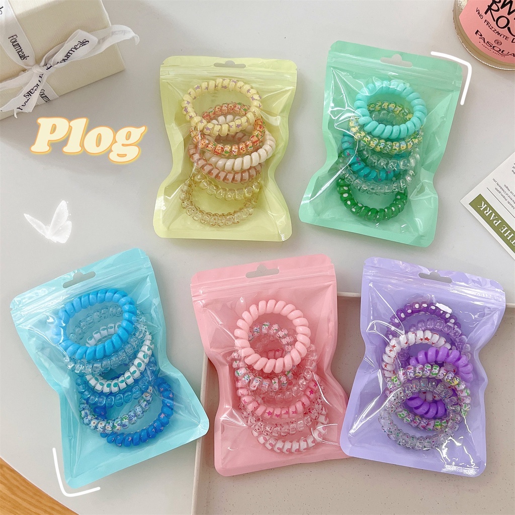 Set 6 dây cột tóc lò xo nhiều màu sắc dễ thương